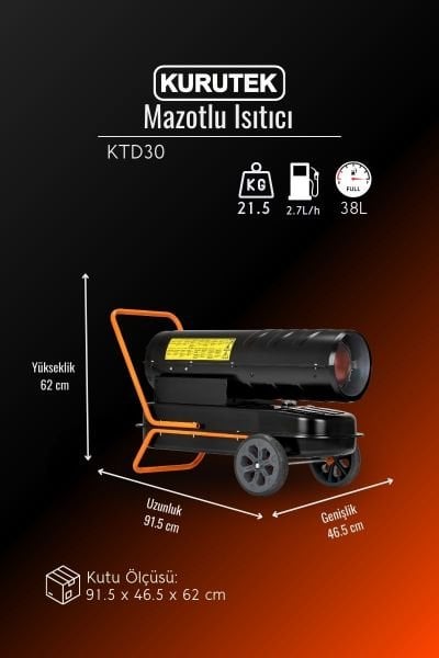 Kiralık Kurutek KTD-30 Bacasız Mazotlu Isıtıcı