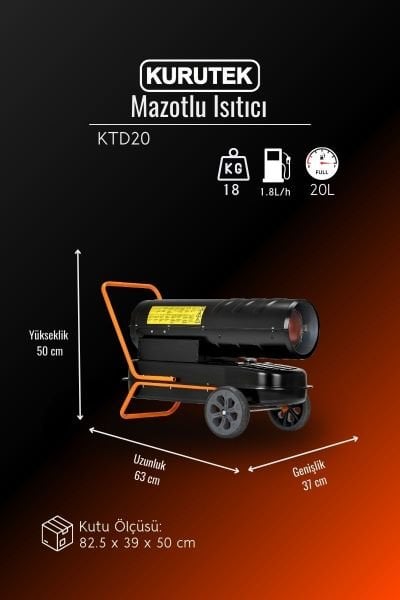 Kiralık Kurutek KTD-20 Bacasız Mazotlu Isıtıcı