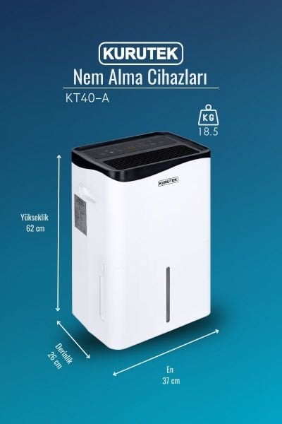 KT40-A (ION) Ev Tipi Nem Alma ve Hava Temizleme Cihazı Standart Garanti