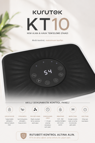 KT10 (Wi-Fi + ION) Nem Alma ve Hava Temizleme Cihazı