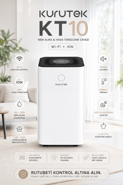 KT10 (Wi-Fi + ION) Nem Alma ve Hava Temizleme Cihazı