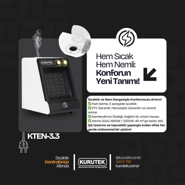 KTEN-3.3 KW Nemlendiricili Elektrikli Isıtıcı