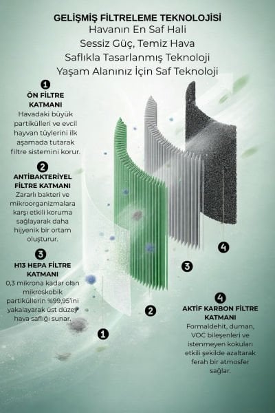 HT75 (Wi-Fi + UV-C + HEPA + CARBON) Akıllı Hava Temizleme Cihazı