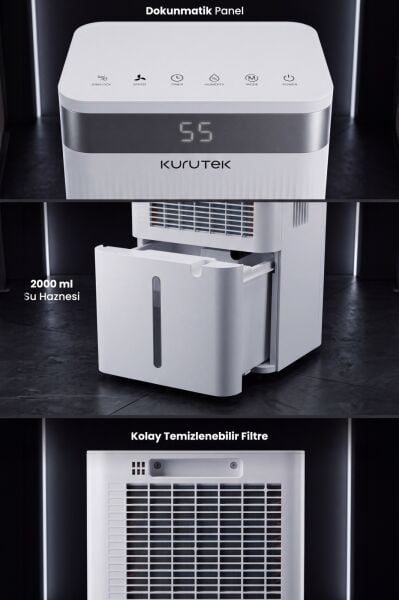 KT12 (Wi-Fi + ION) Nem Alma ve Hava Temizleme Cihazı Standart Garanti