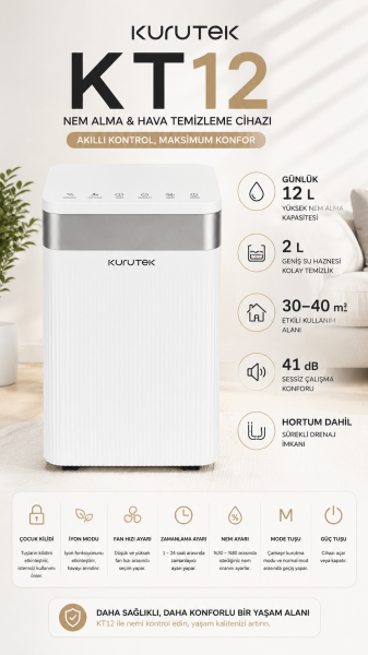 KT12 (Wi-Fi + ION) Nem Alma ve Hava Temizleme Cihazı