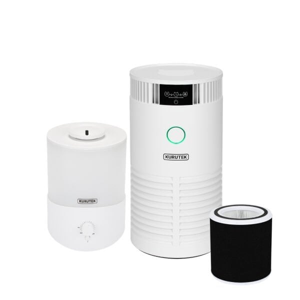 PHT30 Hava Temizleme Cihazı +  PHT30 Uyumlu 2 Aşamalı PetCare Filtre (HEPA + Aktif Karbon Filtre) + KN2.5 – 2.5 L Kompakt Ultrasonik Hava Nemlendirici