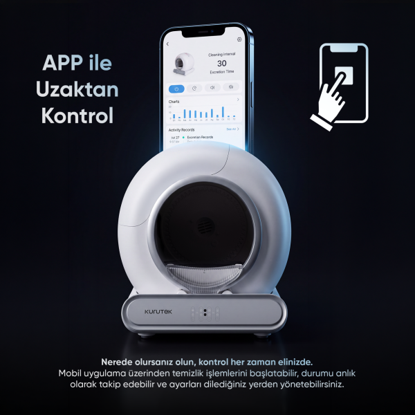KURUTEK CAT-65 Akıllı Kedi Tuvaleti | Otomatik Temizleme